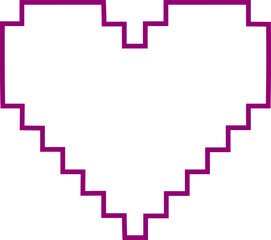 Fototapeta na wymiar Heart outline pixel style vector illustration. Pixel heart Love symbol hand drawing stylized design element