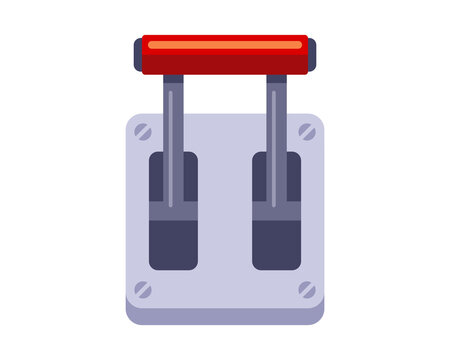 switch with red handle. turn off and on. flat vector illustration.