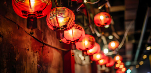 Obraz na płótnie Canvas chinese lanterns hanging on the ceiling