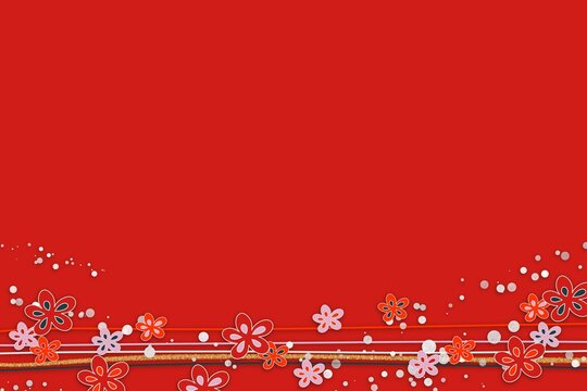 Red background with Japanese pattern like obi strings
