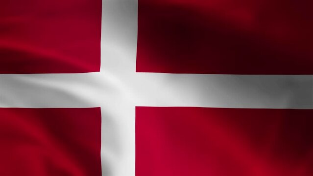 4K Ultra HD Realistic Waving Flag Animation of Denmark