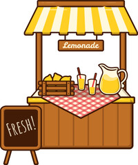 Stand Market Tent Stall of Fresh Lemonade Juice Beverage Store Shop Front