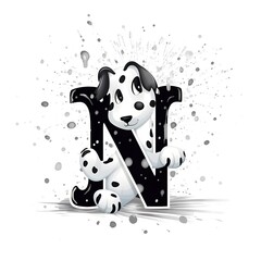 alphabet letter N charcter cartoon spotted theme