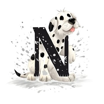 alphabet letter N charcter cartoon spotted theme