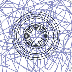 Tangled wire and circles in center of image
