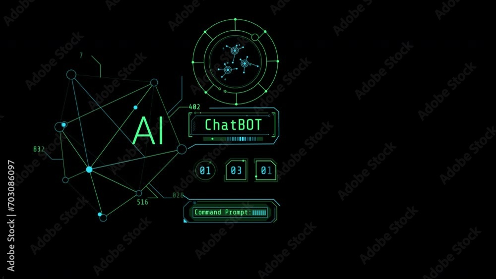 Poster animated infographics on the theme of ai and prompt engineering.