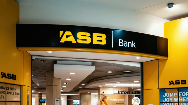 ASB Bank branch in WestCity Waitakere Shopping Centre in Henderson image. Auckland, New Zealand - January 4 2020