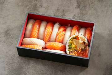 White fish sushi and salmon sushi	