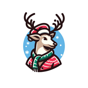 Happy Holidays Reindeer Mascot Vector Design
