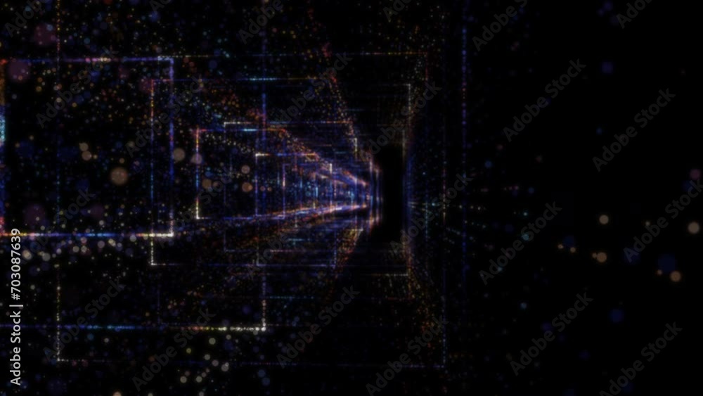 Aufkleber abstract digital tunnel into virtual space consisting of a bright stream of particles