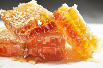 Honey in honeycomb, organic food ingredients