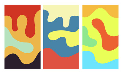 Conjunto de colores. Formas abstractas. Vector de ondas derritiéndose. Arco iris. 