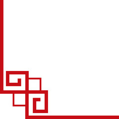 Obraz premium Decorative Chinese Ornament Red Border Corner, Traditional Asian Frame Shape Element