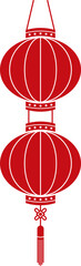 Red Hanging Lantern Asian Ornament Decorative, Chinese New Year Element for Lunar Day