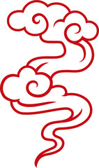 Red Cloud Asian Ornament Decorative, Chinese New Year Element