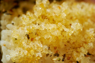 Flying fish roe rice close-up