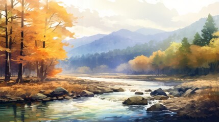 Digital watercolor painting capturing the beauty of a natural scene