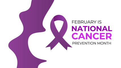 National cancer prevention month is observed every year in february. February is national cancer awareness month. Vector template for banner, greeting card, cover, flyer, poster with background.