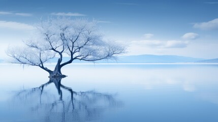 Fototapeta na wymiar Tranquil blue scene, invoking a sense of relaxation and peace