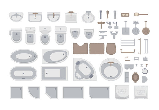 Bathroom Floor Plan Kit Top View Elements for Floorplan Design