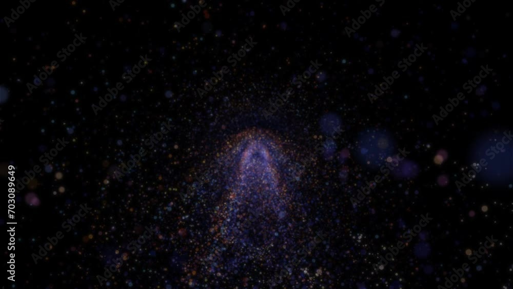 Poster abstract digital tunnel into virtual space consisting of a bright stream of particles