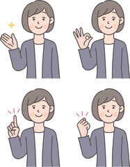 ビジネスパーソン1の上半身ポーズセット01