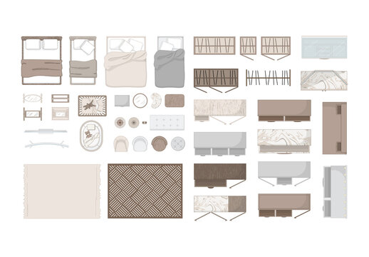 Bedroom Floor Plan Kit Top View Elements for Floorplan Design