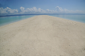 The Kalanggaman island's clean white sand beaches. Can see as far as the eye can see on a sunny day.