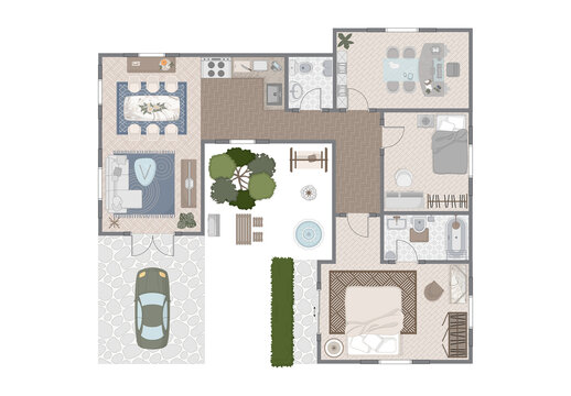 House Floor Plan Kit Top View Elements for Floorplan Design