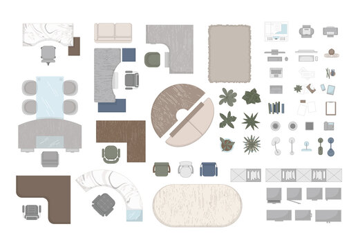 Office Floor Plan Kit Top View Elements for Floorplan Design
