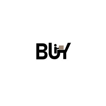 illustration of the word buy with a picture of a shopping person
