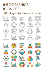 Fototapeta na wymiar 20 Infographics vector icon set