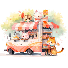 Kawaii Cat Chef and : Culinary Delights in a Sparkling Kitchen in Watercolors style part 13