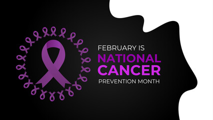 National Cancer prevention month is observed every year in February, to promote access to cancer diagnosis, treatment and healthcare for all. banner, cover, card, backdrop, website, flyer, poster.