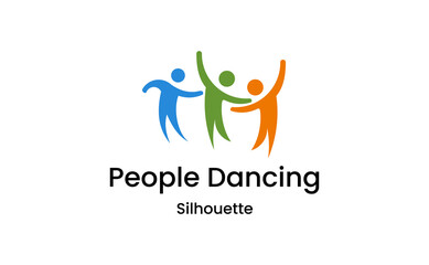 Obraz premium people dancing logo. human fun celebration silhouette vector