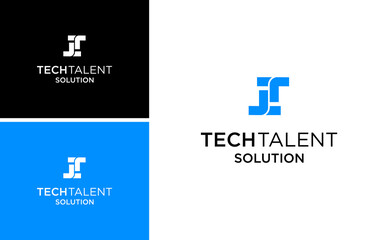 Initial TT letter logo design. Tech solution vector template