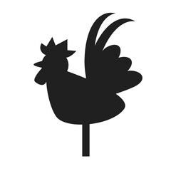 Black Rooster Sign Silhouette, Flat Decoration Illustraiton