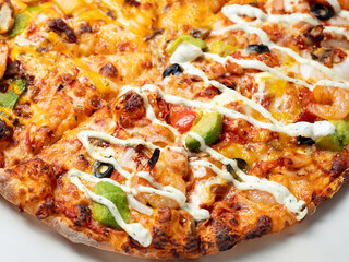pizza on a board