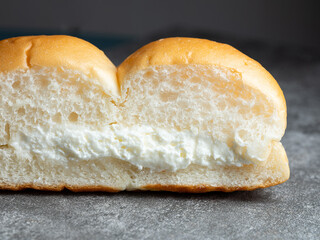 whipped cream bread on a plate	