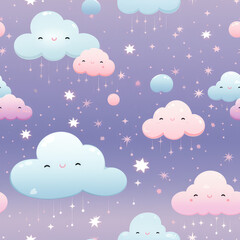 Fototapeta premium seamless pattern with clouds and stars