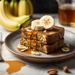 Banana Bread French Toast - A Delectable Twist with Maple Syrup Drizzle