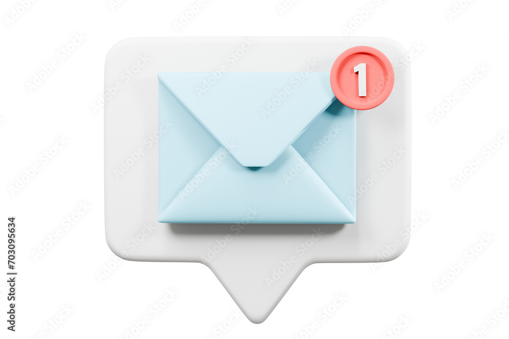 Poster 3d mail envelope icon with notification new message sign icon. minimal 3d email letter with notifica