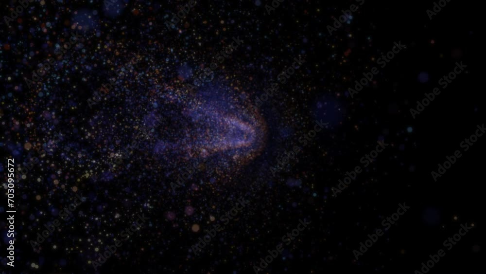 Poster abstract digital tunnel into virtual space consisting of a bright stream of particles