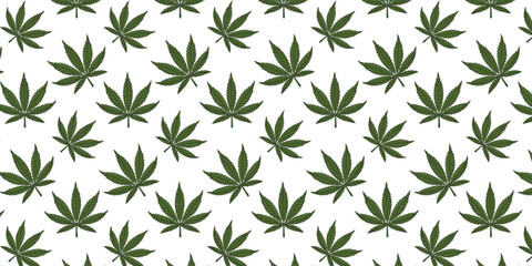 Seamless pattern with marijuana leaf. Cannabis background. 