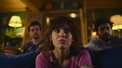 Obraz premium Bored students are sitting in front of tv - AI Generated