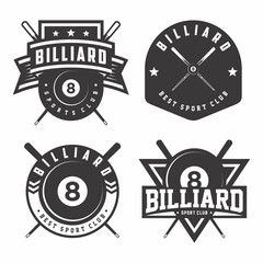 Billiard logo collection, emblem set collections. Billiard logo badge template bundle - obrazy, fototapety, plakaty