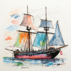 Kids drawing of a boat by Generative AI