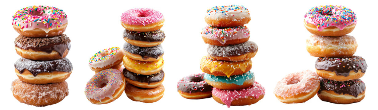 stack of donuts isolated on transparent background, Png collection