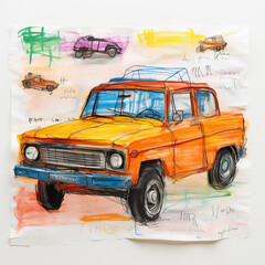 Kids drawing of a car by Generative AI