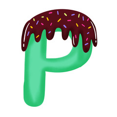chocolate drip alphabet letter P